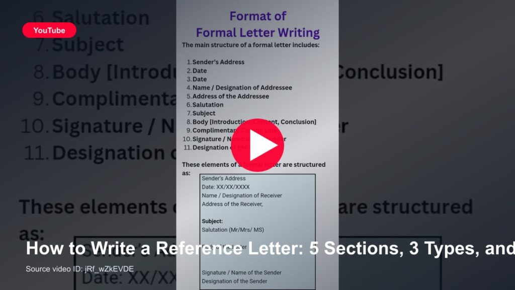 How to Write a Reference Letter: 5 Sections, 3 Types, and Format Rules